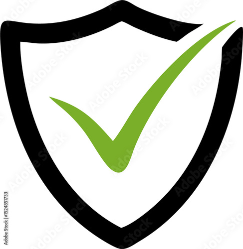 Tick mark approved icon vector with shield isolated on white background, vector Illustration