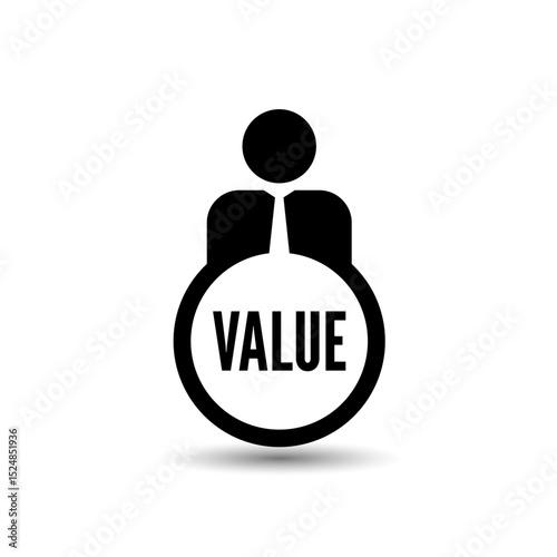 Business person with text value flat icon vector template