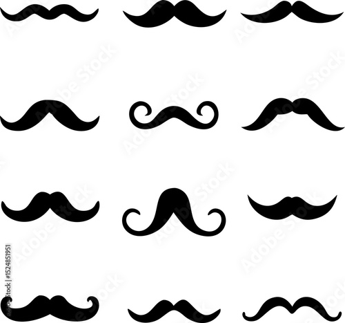 Mustache Icon Set. Vector set of hipster mustache