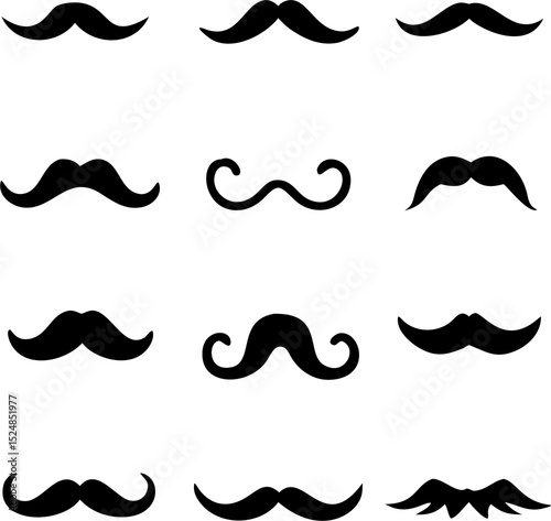Mustache Icon Set. Vector set of hipster mustache