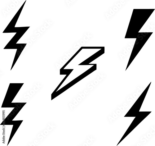 Lightning bolt icon set, Energy and thunder electricity symbol concept, vector Illustration