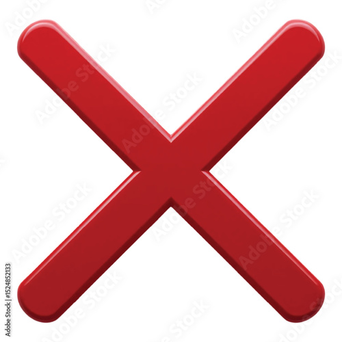 Red cross mark icon vector with bold x symbol for error cancel close delete remove rejection and warning use
