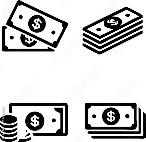 Cash Icon in trendy flat style isolated on white background. Vector Dollar sign, money dollar icon - currency dollar bill symbol
