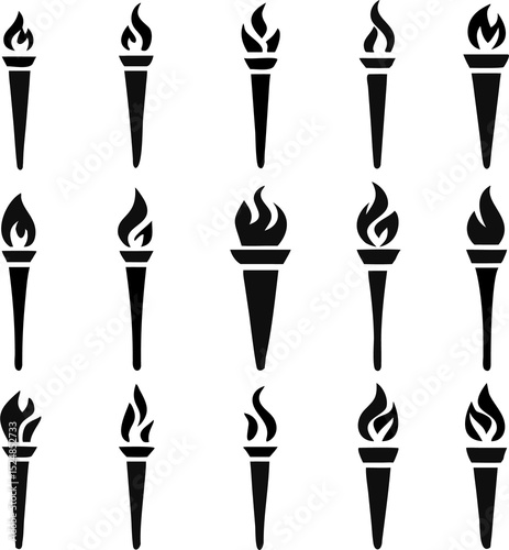 Torch vector icon set illustration design template