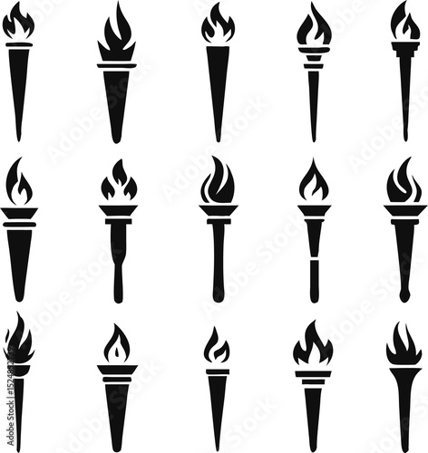 Torch vector icon set illustration design template