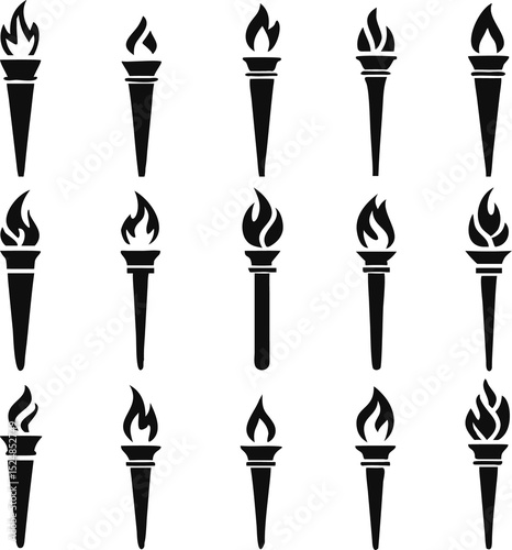 Torch vector icon set illustration design template