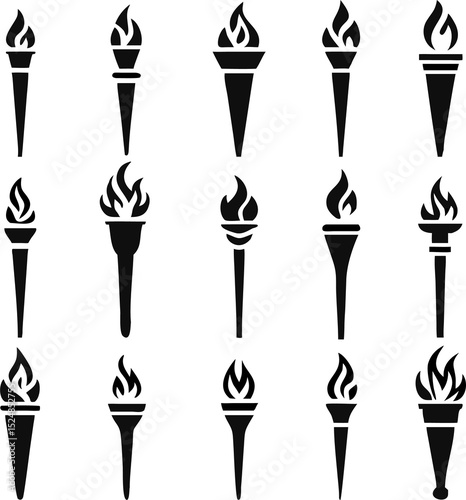 Torch vector icon set illustration design template
