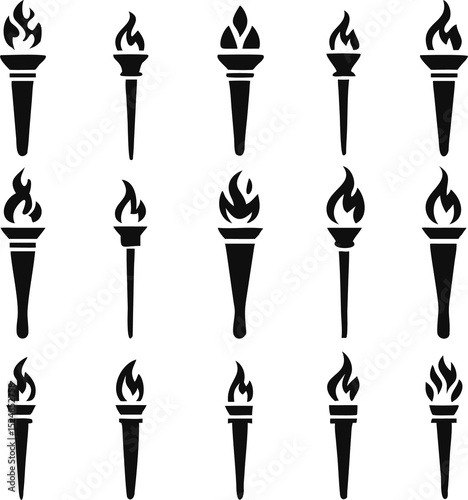 Torch vector icon set illustration design template