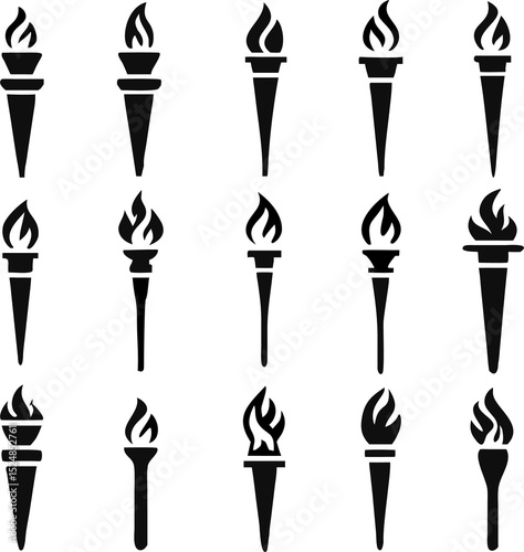 Torch vector icon set illustration design template