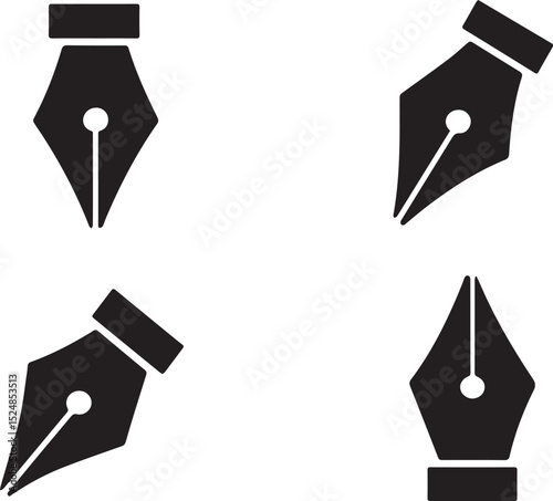 Pen nib set isolated vector illustration