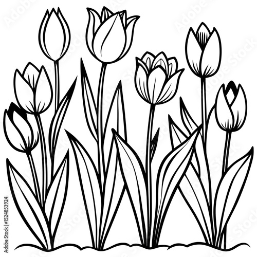 Flowers coloring page vector design