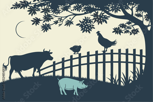 Barnyard Blackout: Elegant Animal Silhouettes