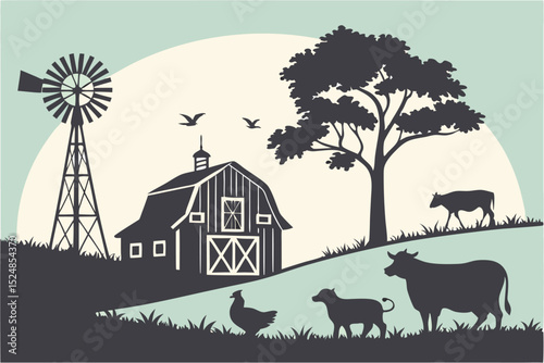 Silhouettes of the Barnyard: Vector Art Series