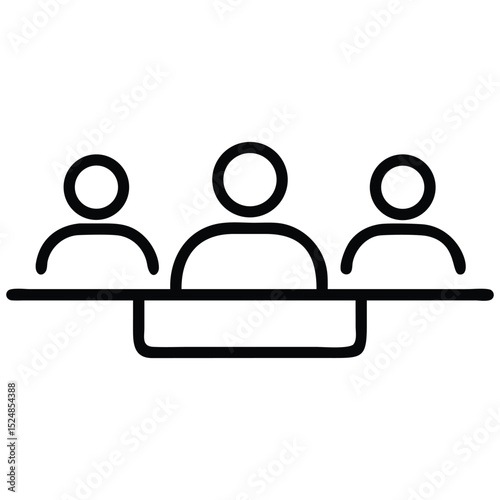 Three People at a Table Minimalist Line Art for Business and Teamwork