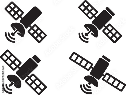 Satellite set isolated vector illustration