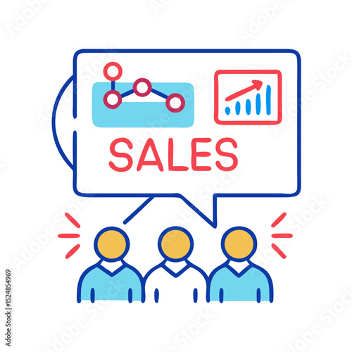 Sales team icon set. Sales department, salesperson, prospect, conversion, sales report, marketing, funnel, lead generation, sales pitch and Solid, line vector icons collection