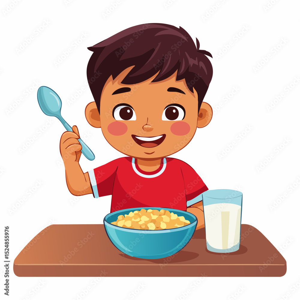 Little Boy Eating Breakfast Cereals
Little Boy Eating Breakfast Cereals