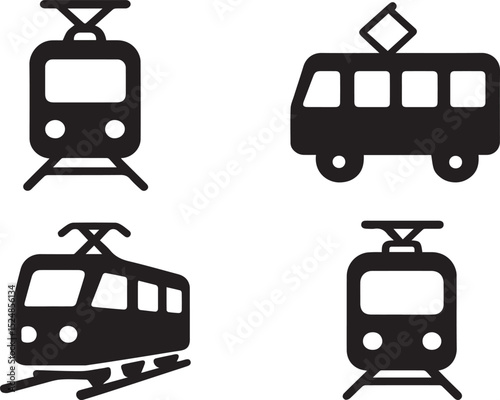  Tram set isolated vector illustration