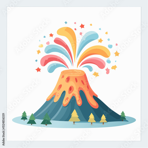 Playful Volcano in Pastel Colors