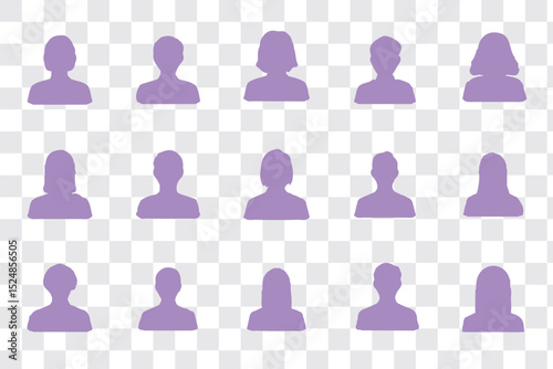 Vector people faces avatars and users collection - Set of illustrations with profile pictures of diverse people in various clothes and styles. Flat design in oval frame on white background