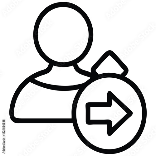 User Profile with Arrow Symbol Outgoing Connection, Data Transfer, and Forwarding Concept