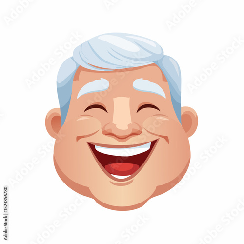 old chubby man face giggling