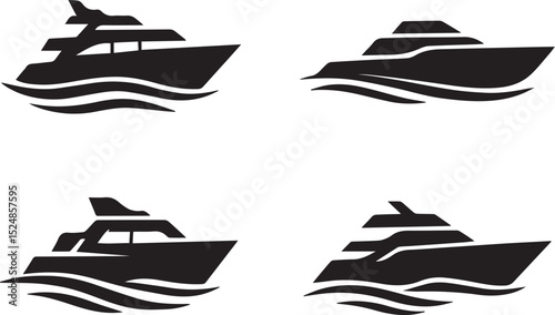 Yacht set isolated vector illustration