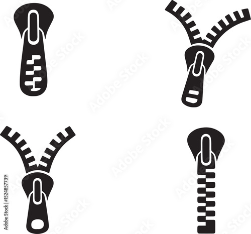 Zipper set isolated vector illustration