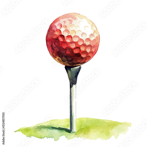 Golf Tee, watercolor illustration vector, high quality, isolated on a white background.