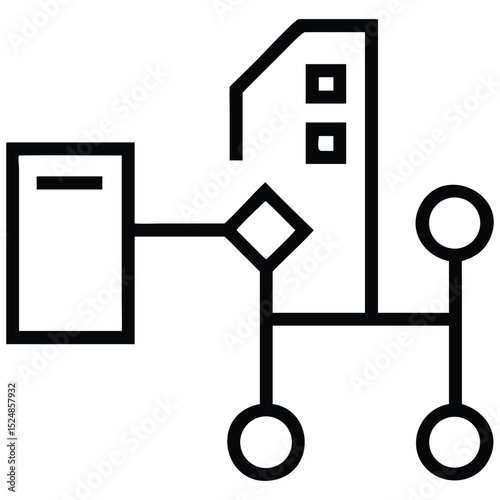 Business Diagram Icon Server Rack Connected to Network with Circles and Rhombus