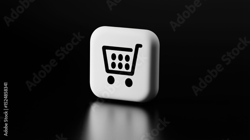 Online shopping cart icon on a dark background demonstrating e-commerce platform design