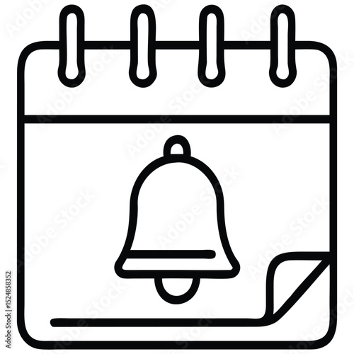 Calendar Page with Bell Icon, Notification Reminder, Event Reminder Illustration