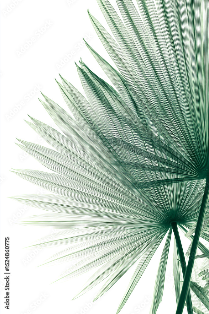 Obraz premium Radiating Palm Leaf Skeleton Isolated on Light Background