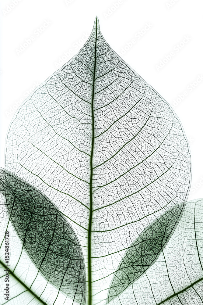 Obraz premium Delicate Skeleton Leaf Composition on White Background 