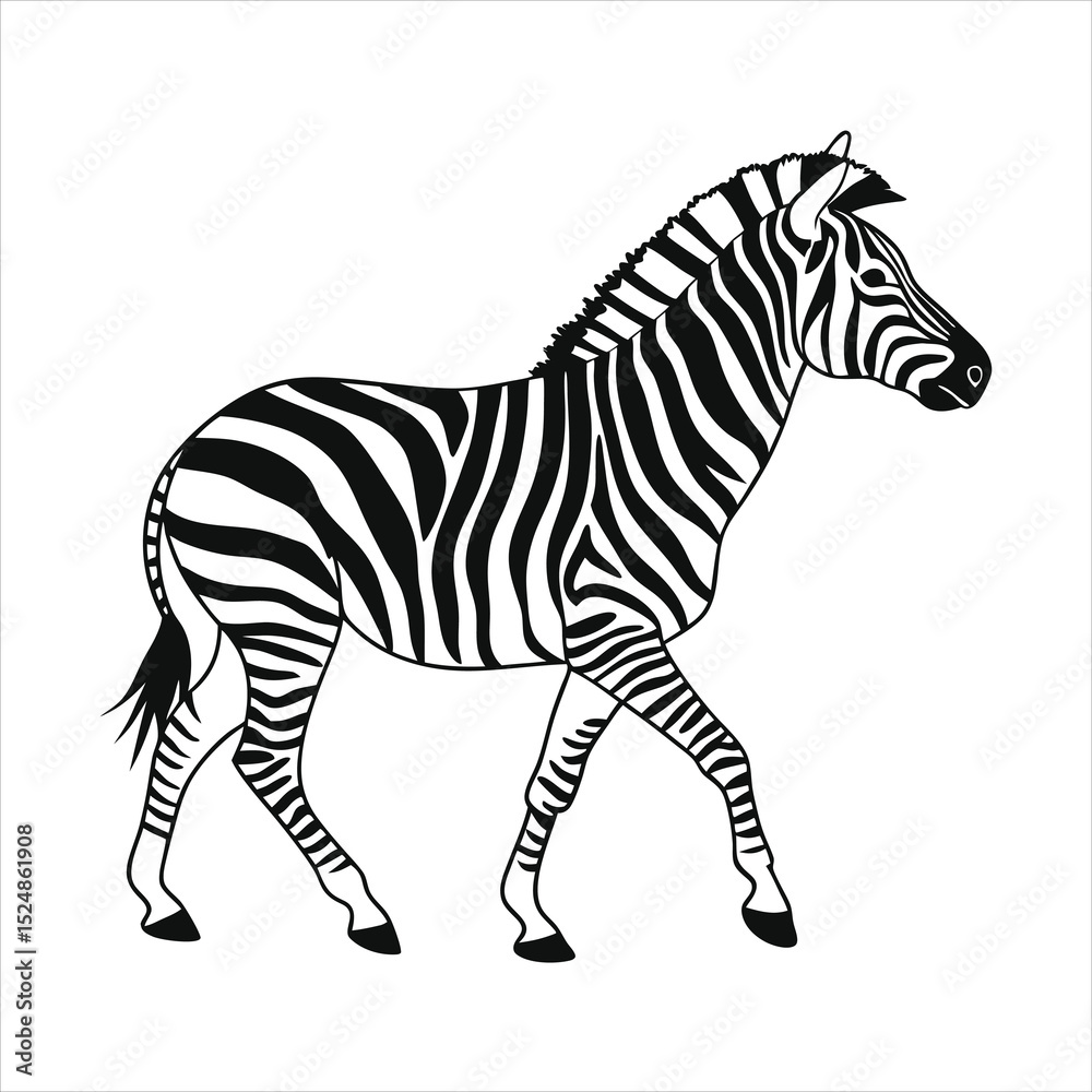 Fototapeta premium silhouette zebra on white background
