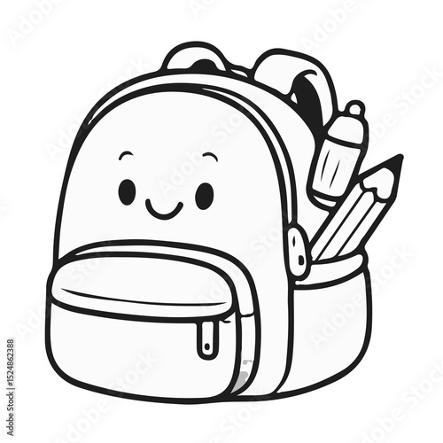 Cute School Supplies Clipart Set | Kawaii Style Line Art for Teachers