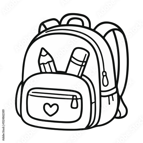 Cute School Supplies Clipart Set | Kawaii Style Line Art for Teachers