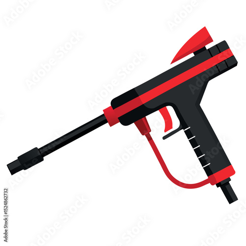 Isolated Black and Red Paintball Gun in Flat Vector Style Illustration