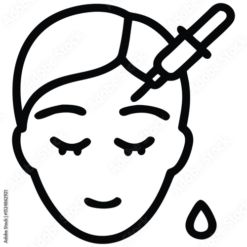 Serum Application Illustration of Facial Care with Pipette and Droplet Icon