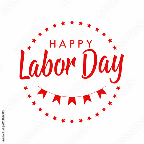 Happy labor day red typography design