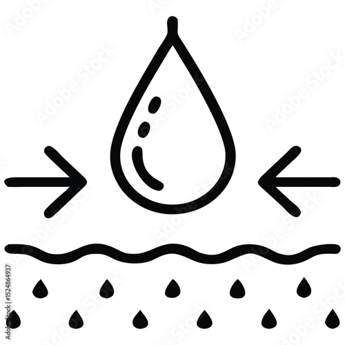 Water Drop Infiltration Icon with Arrows and Ripples Showing Penetration Design
