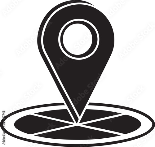 Black technology map pointer 3D illustration vector symbol