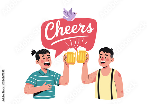 Cheers to Friendship Two Men Toasting with Beer, Celebrating Togetherness and Good Times