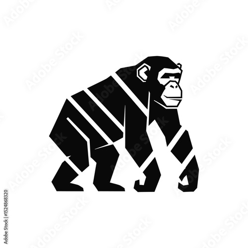 Geometric chimpanzee vector icon illustration