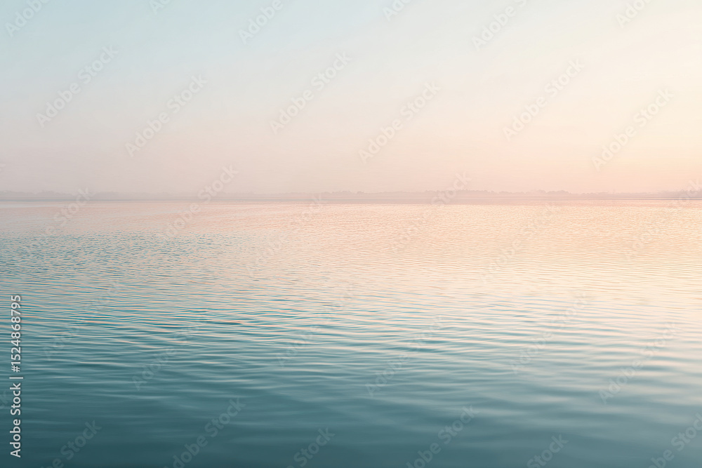 Obraz premium abstract scene of smooth water surface reflecting soft hues of evening light creating serene atmosphere