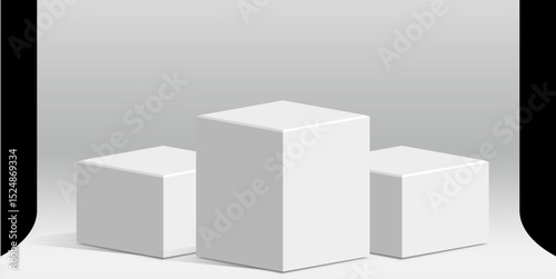 Minimal white podium stage in a clean studio setting with soft lighting. Perfect for product display, branding mockups, advertising, or modern design backgrounds.