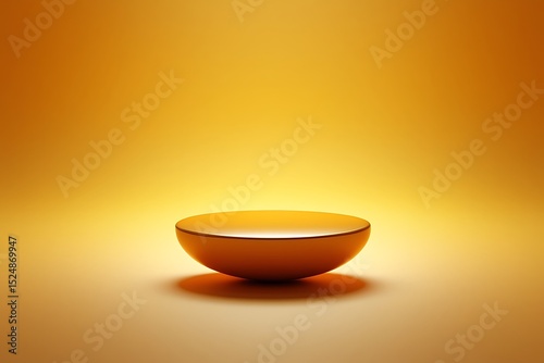 Golden Hemisphere Display Stand Minimalist Product Showcase on Amber Background
