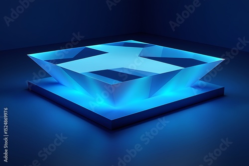 Futuristic Illuminated Platform Abstract 3D Render of Glowing Geometric Structure