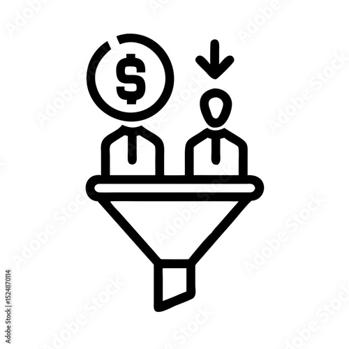 Business strategy & Customer Segmentation icons  Sales department, salesperson, prospect, conversion, sales report, marketing, sale funnel, lead generation, sales pitch and Solid, line vector icons 
