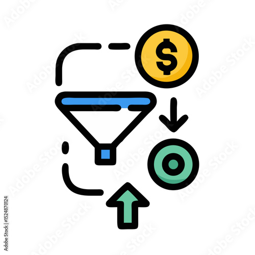 Business strategy & Customer Segmentation icons  Sales department, salesperson, prospect, conversion, sales report, marketing, sale funnel, lead generation, sales pitch and Solid, line vector icons 